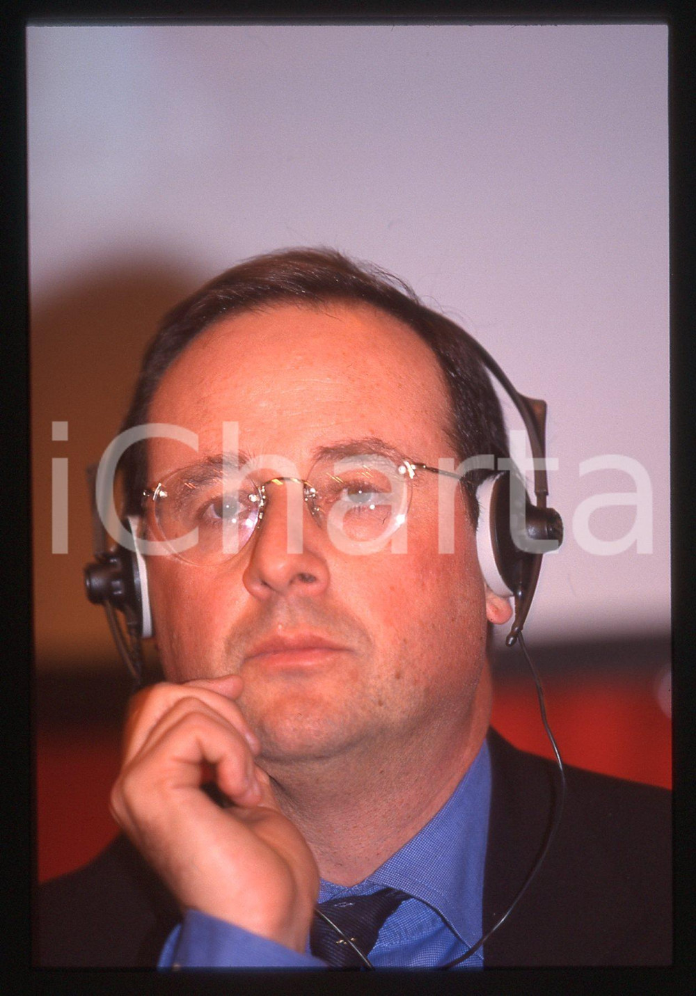 35mm vintage slide* 1999 MILANO François HOLLANDE al Congresso PSE - Ritratto *9