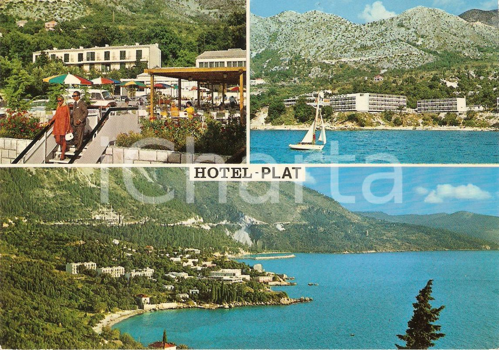 Cartolina originale da collezione 1968 PLAT CROAZIA Vedutine degli alberghi Cartolina FG VG 1