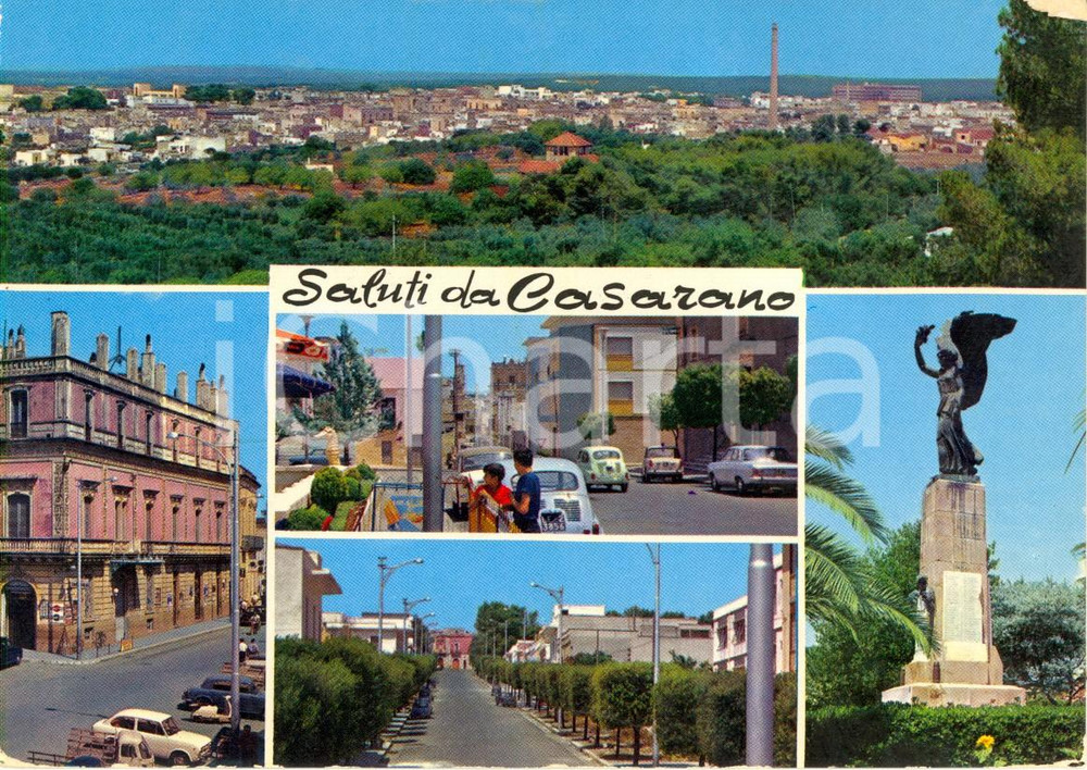 Cartolina originale da collezione 1970 ca CASARANO LE Vedutine del paese Cartolina postale VINTAGE FG VG 1