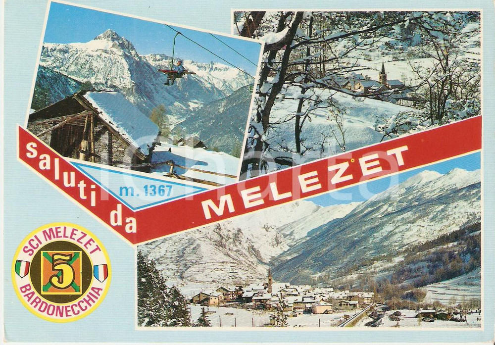 Cartolina originale da collezione 1970 BARDONECCHIA TO Frazione MELEZET Vedutine con funivia Cartolina FG VG 1