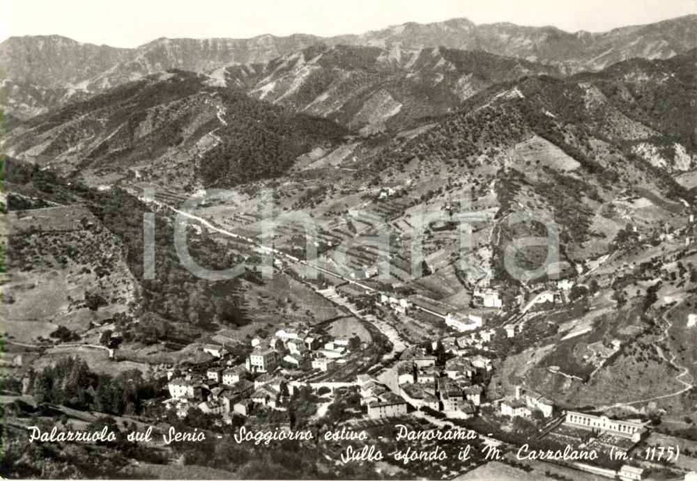 Cartolina originale da collezione 1964 PALAZZUOLO SUL SENIO FI Veduta panoramica vallata e monte CARZOLANO VG 1