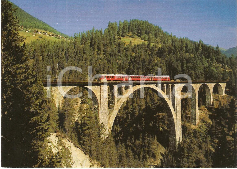 Cartolina originale da collezione 1975 ca WIESEN SVIZZERA Rhätische Bahn Treno su viadotto Cartolina FG NV 1