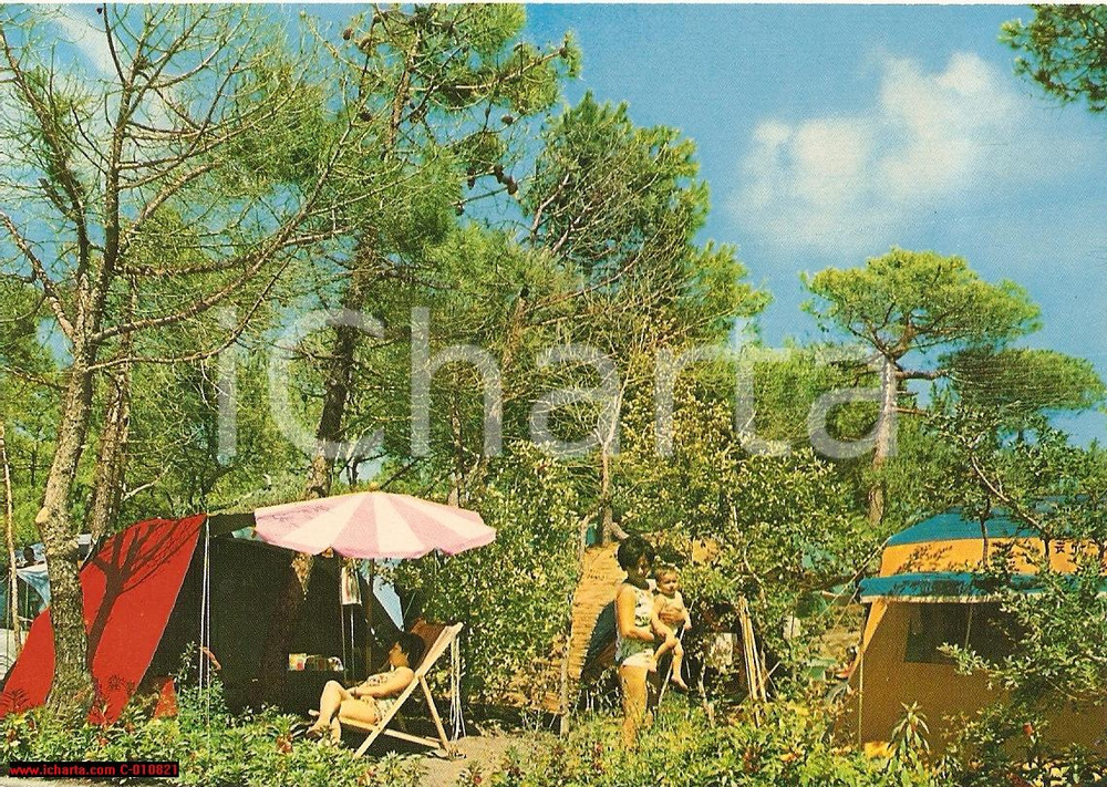 Cartolina originale da collezione 1960 CASTAGNETO CARDUCCI (LI) Camping BEL MARE - Cartolina animata 1