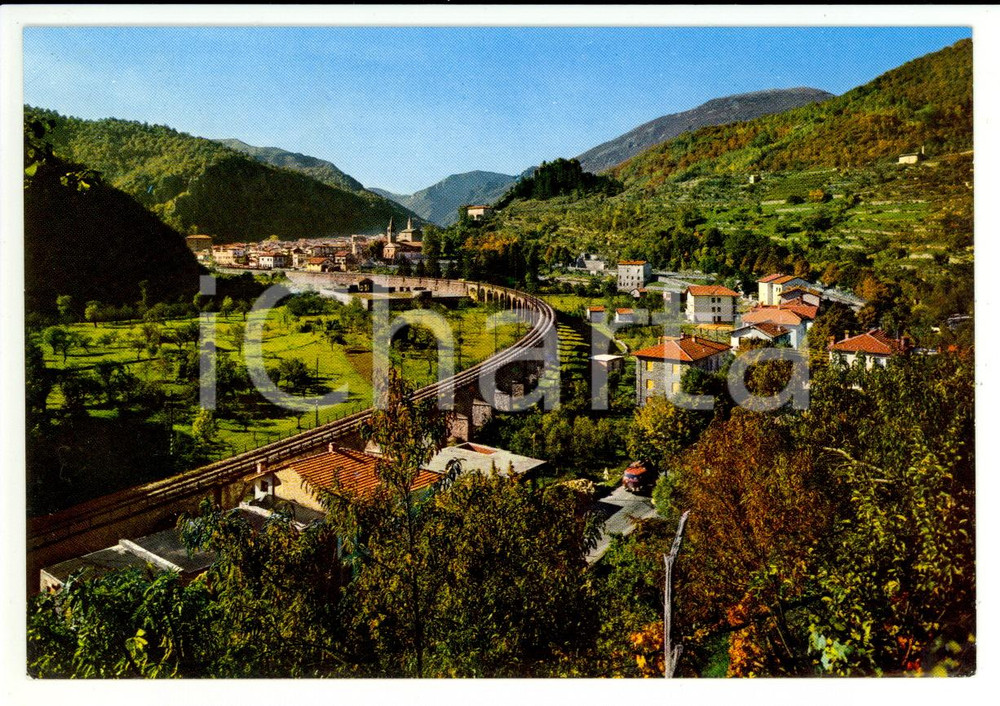 Cartolina originale da collezione 1971 ORMEA (CN) Panorama con viadotto e case FANFANI *Cartolina FG VG 1