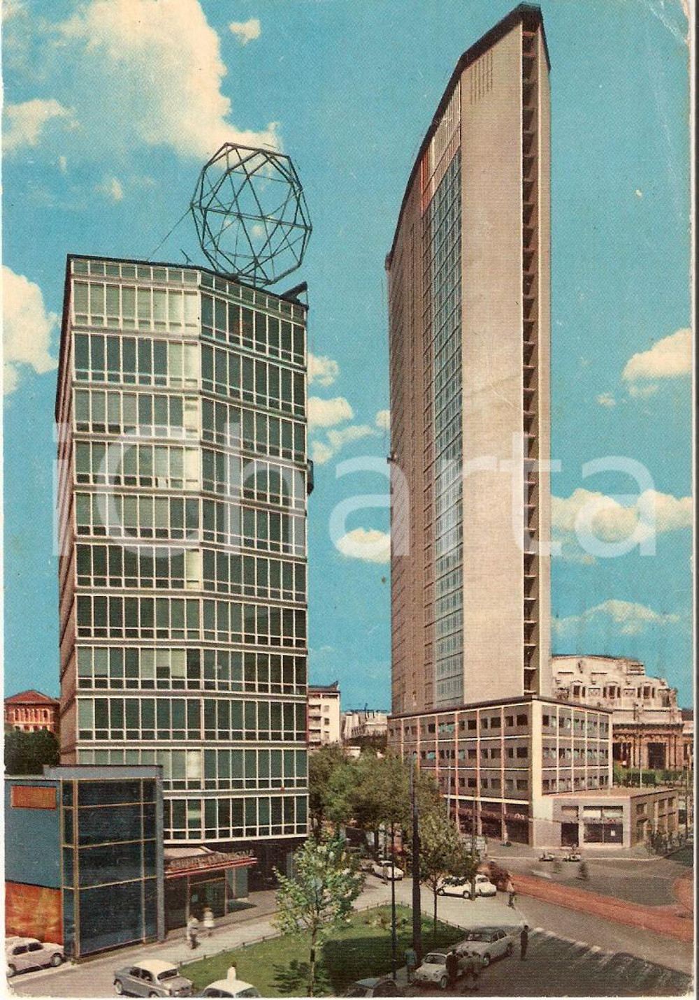Cartolina originale da collezione 1962 MILANO Grattacielo PIRELLI e grattacielo GALBANI *Cartolina FG VG 1