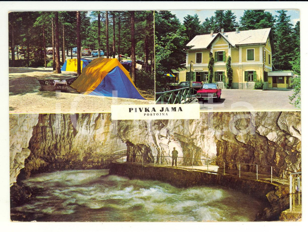 Cartolina originale da collezione 1975 POSTOJNA (Slovenija) PIVKA JAMA Vedutine *Cartolina ANIMATA VINTAGE FG VG 1
