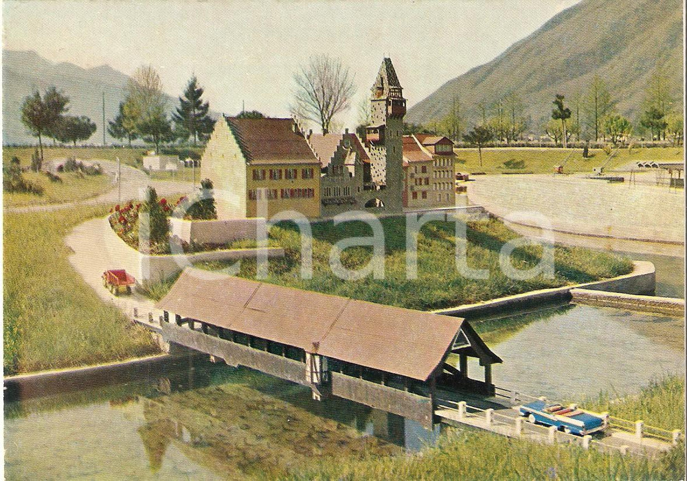 Cartolina originale da collezione 1969 MELIDE SUISSE SWISSMINIATUR Panorama di BREMGARTEN Cartolina FG NV 1