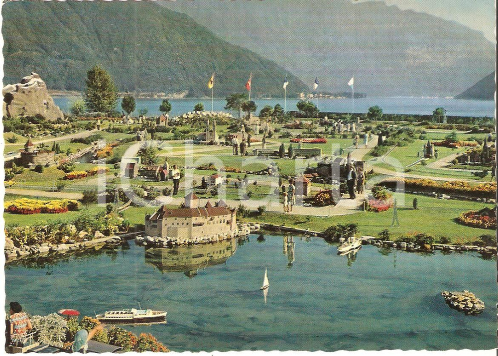 Cartolina originale da collezione 1970 ca MELIDE SUISSE SWISSMINIATUR Panorama del parco Cartolina FG NV 1