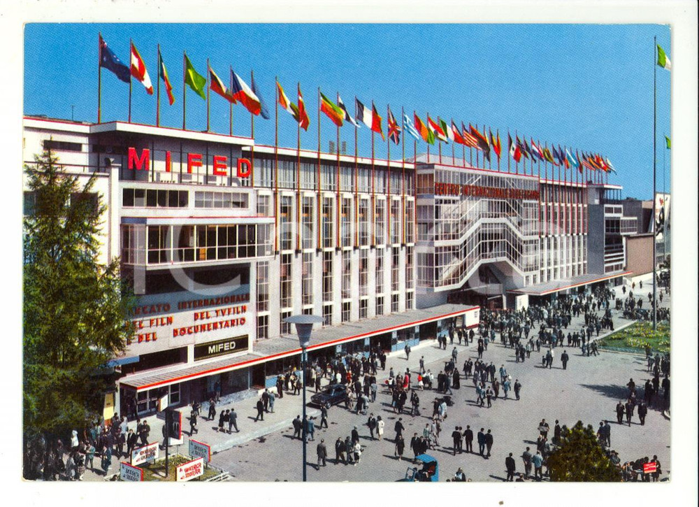 Cartolina originale da collezione 1965 ca MILANO Fiera Palazzo Nazioni sede del MIFED *Cartolina ANIMATA FG NV 1