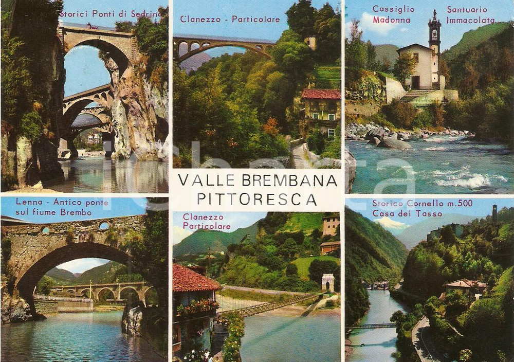 Cartolina originale da collezione 1974 VALLE BREMBANA Vedutine UBIALE CLANEZZO Fiume Brembo SEDRINO Cartolina FG 1