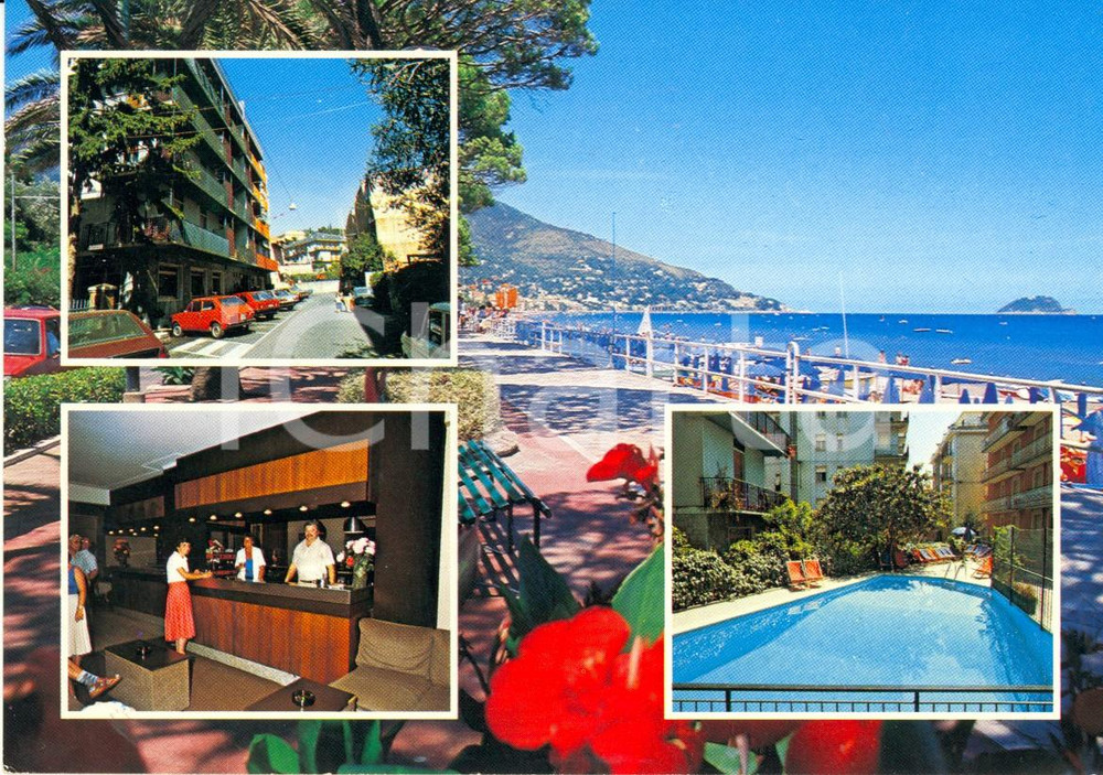 Cartolina originale da collezione 1998 ALASSIO SV Hotel ADLER Vedutine e lungomare Cartolina ANIMATA FG VG 1