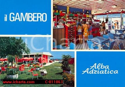 Cartolina originale da collezione 1985 ALBA ADRIATICA TE Bar Ristorante IL GAMBERO Vintage Cartolina FG VG 1