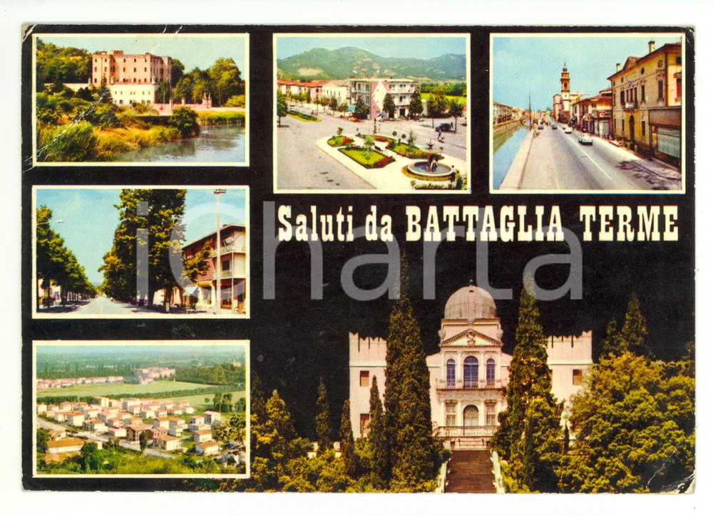 Cartolina originale da collezione 1973 BATTAGLIA TERME PD Vedutine e Villa EMO SELVATICO Cartolina VINTAGE FG VG 1