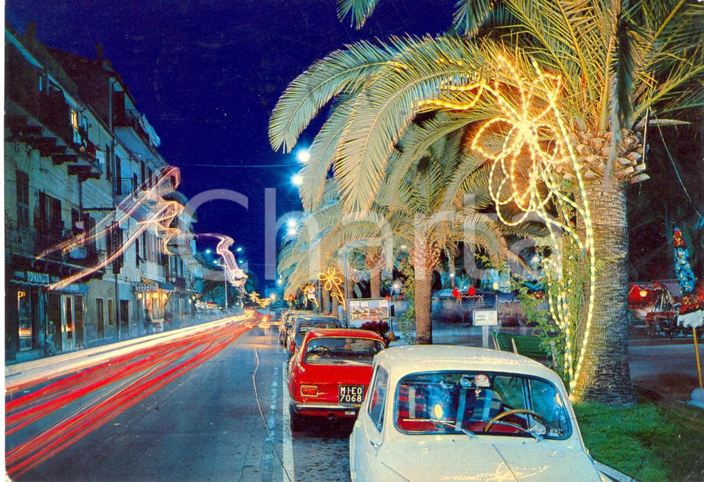 Cartolina originale da collezione 1968 LOANO SV Notturno  Passeggiata tra le luci Cartolina VINTAGE FG VG 1