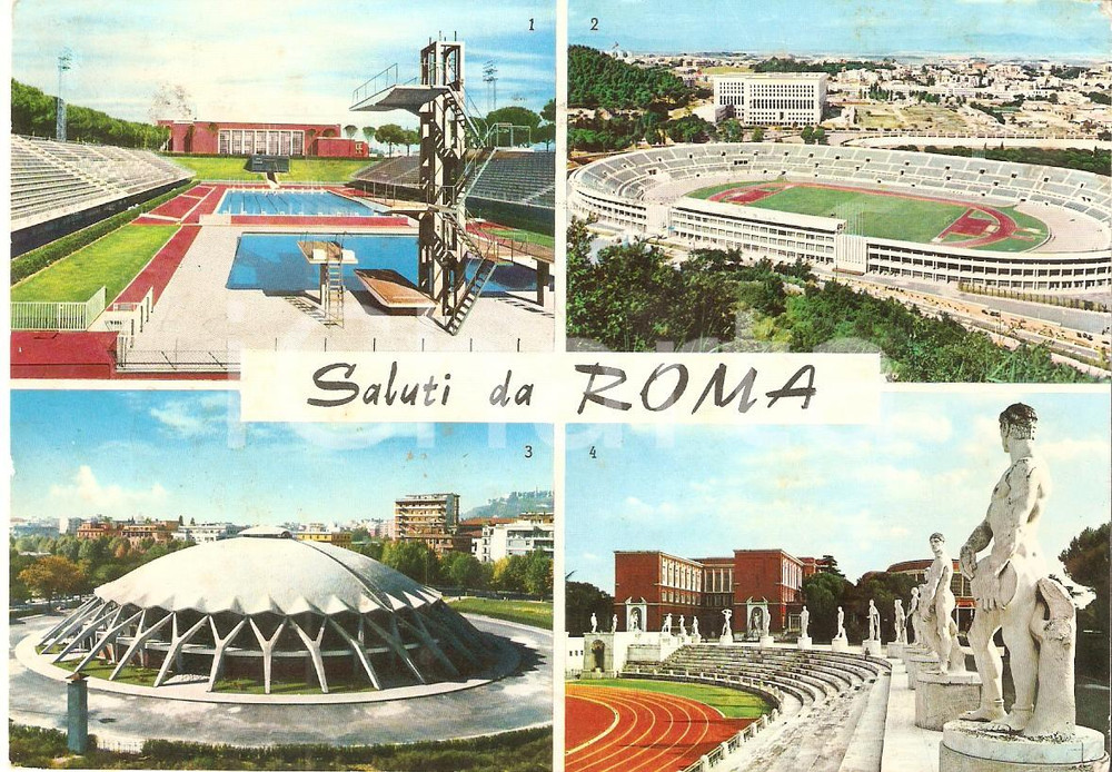 Cartolina originale da collezione 1961 ROMA Foto italico  Stadio Olimpico  Stadio dei Marmi Cartolina FG VG 1
