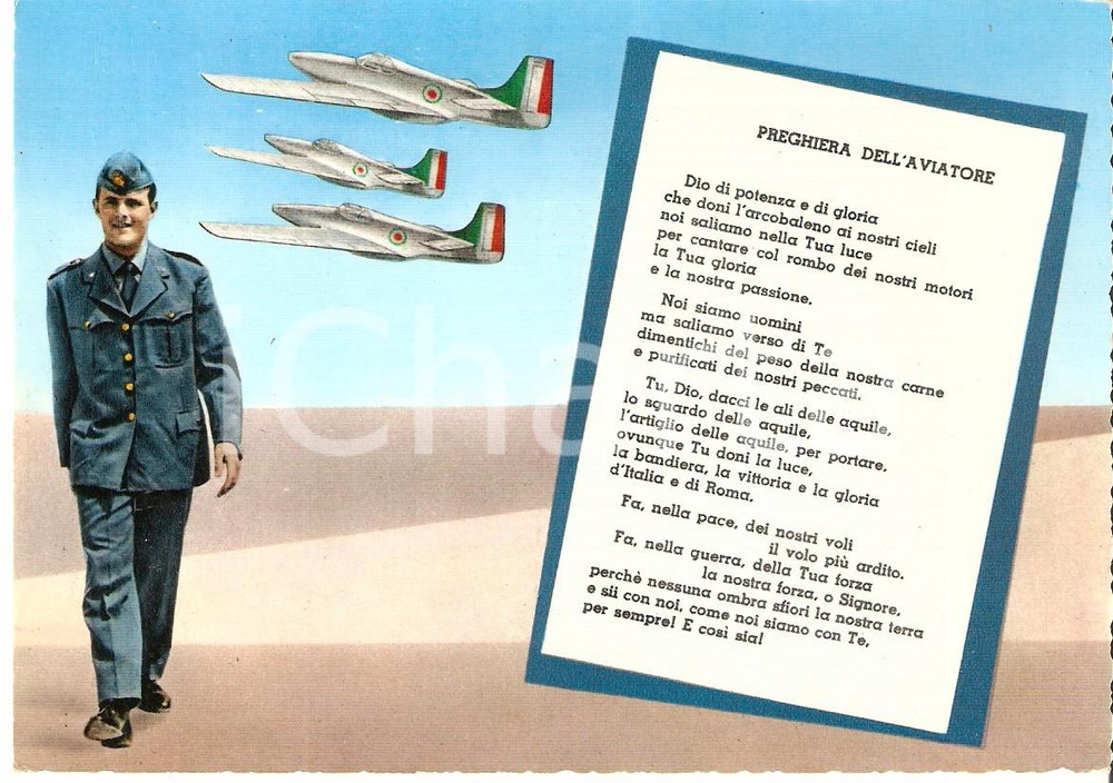 Cartolina originale da collezione 1965 ca AERONAUTICA MILITARE Preghiera dell aviatore Cartolina FG NV 3 1