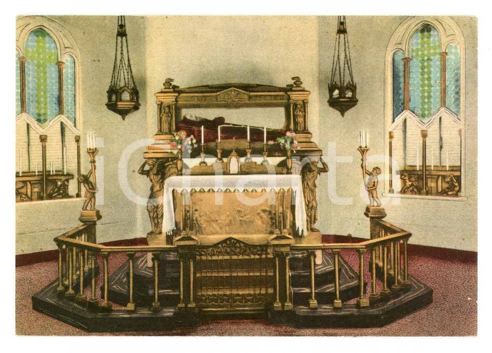 Cartolina originale da collezione 1960 ca GENOVA Santuario PADRE SANTO  Altare e urna del Beato Cartolina FG NV 1