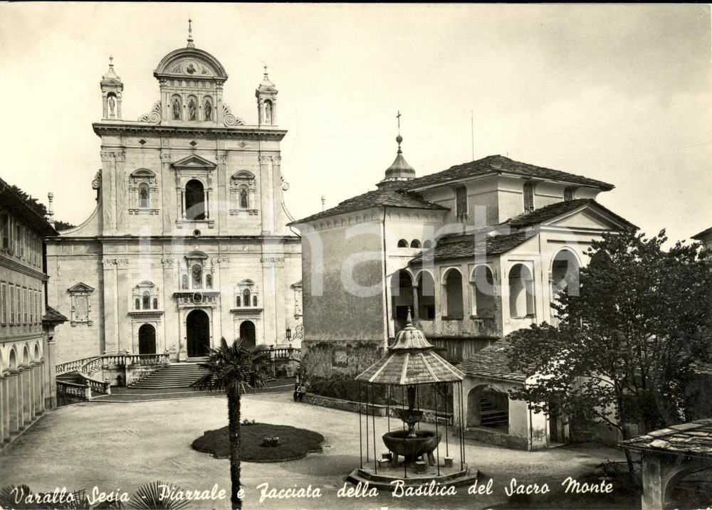 Cartolina originale da collezione 1960 ca VARALLO SESIA (VC) Piazzale e Basilica del SACRO MONTE *Cartolina FG VG 1