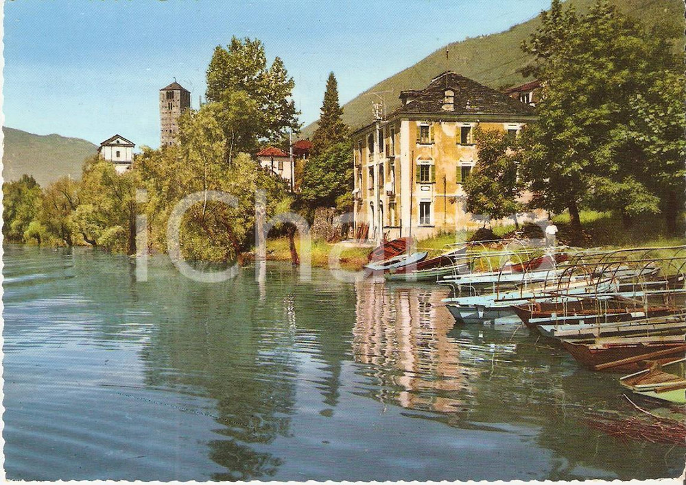 Cartolina originale da collezione 1960 ca LOCARNO  RIVAPIANA Porto e Chiesa di San Vittore Cartolina FG NV 1