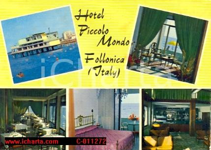 Cartolina originale da collezione 1972 FOLLONICA GR Vedutine Ristorante PICCOLO MONDO Vintage Cartolina FG NV 1