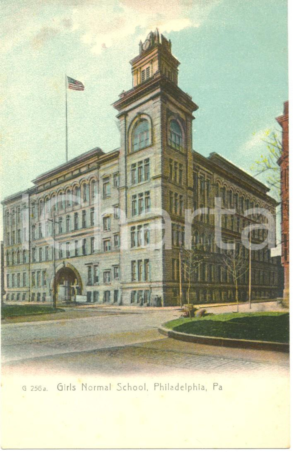Cartolina originale da collezione 1950 ca PHILADELPHIA (USA) Veduta di lato GIRLS Normal School *Cartolina FP NV 1