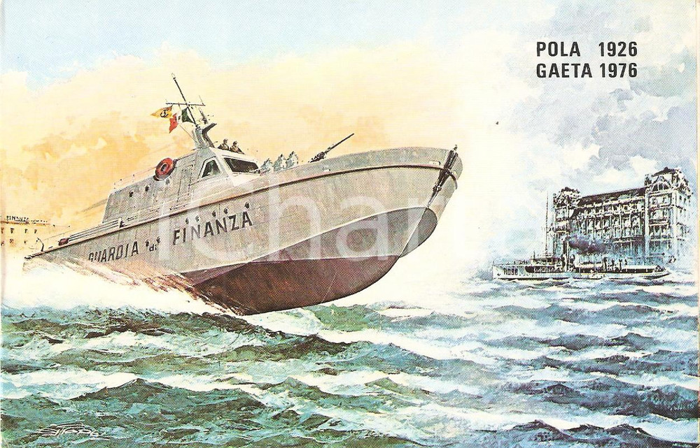 Cartolina originale da collezione 1976 GUARDIA DI FINANZA 50° anniversario fondazione SCUOLA NAUTICA Cartolina FG 1