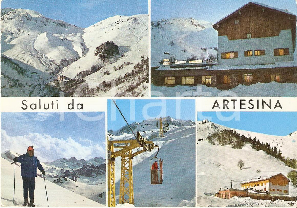 Cartolina originale da collezione 1970 FRABOSA SOTTANA CN Stazione sciistica ARTESINA Vedutine Cartolina FG VG 1