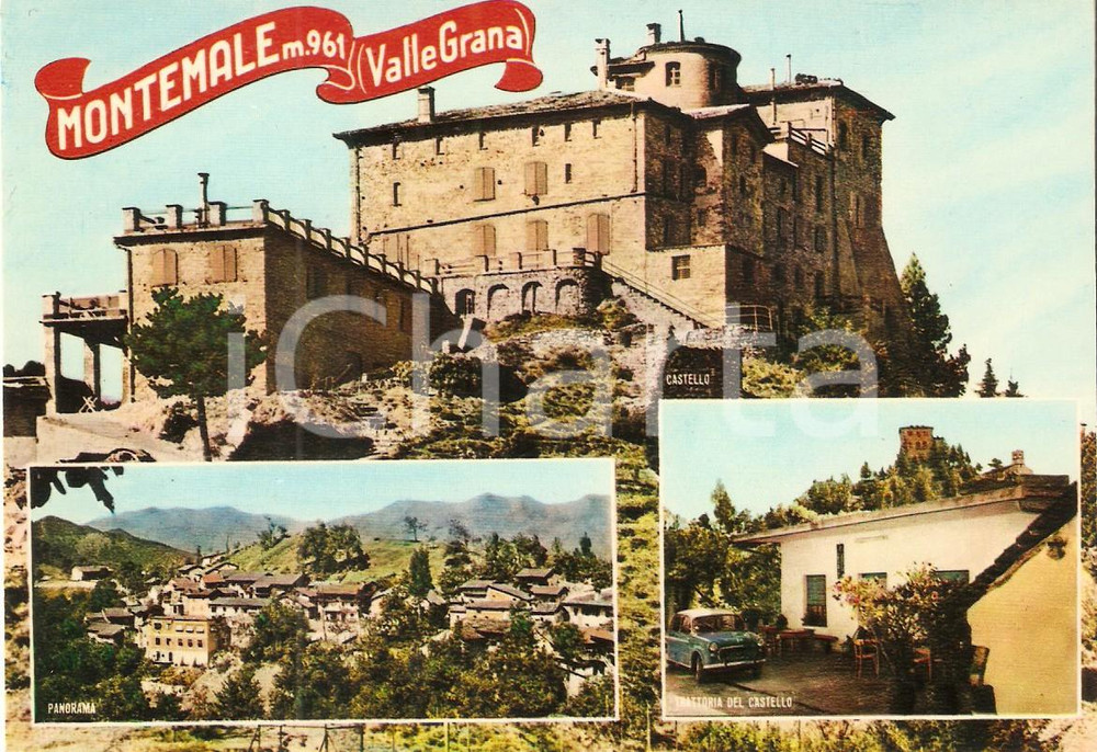 Cartolina originale da collezione 1980 ca MONTEMALE DI CUNEO Vedutine con Trattoria del Castello Cartolina FG NV 1