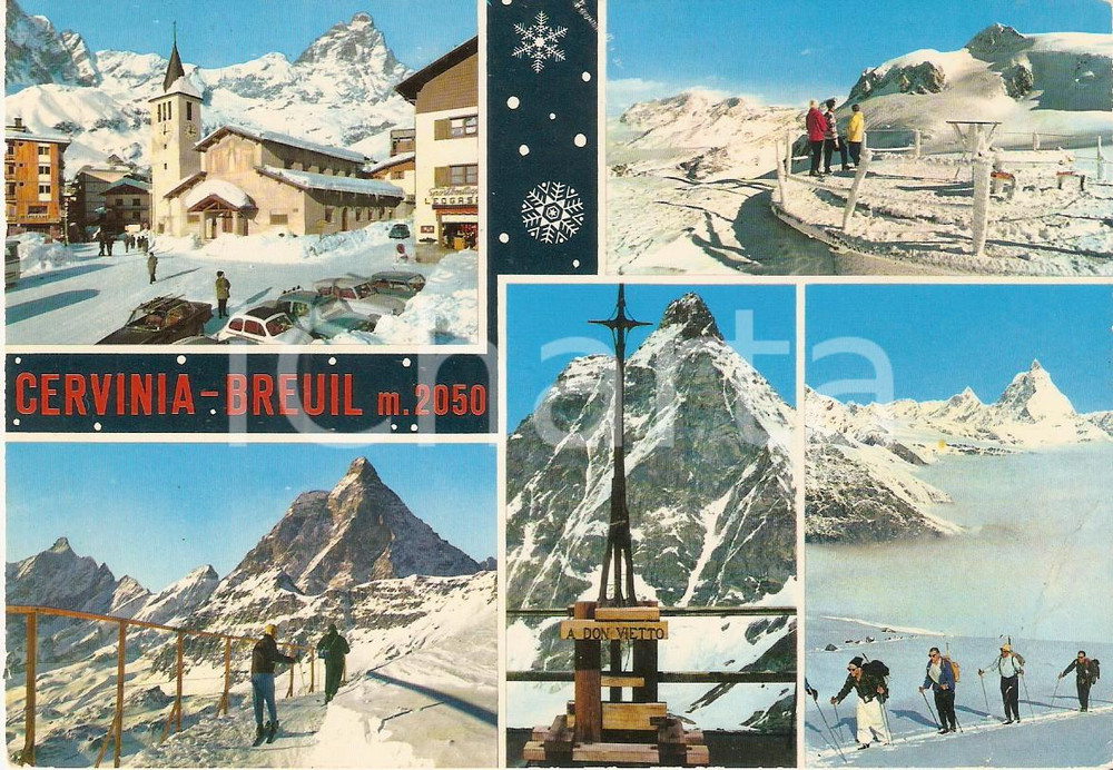 Cartolina originale da collezione 1972 BREUIL  CERVINIA AO Croce dedicata a Don Giuseppe VIETTO Cartolina FG VG 1