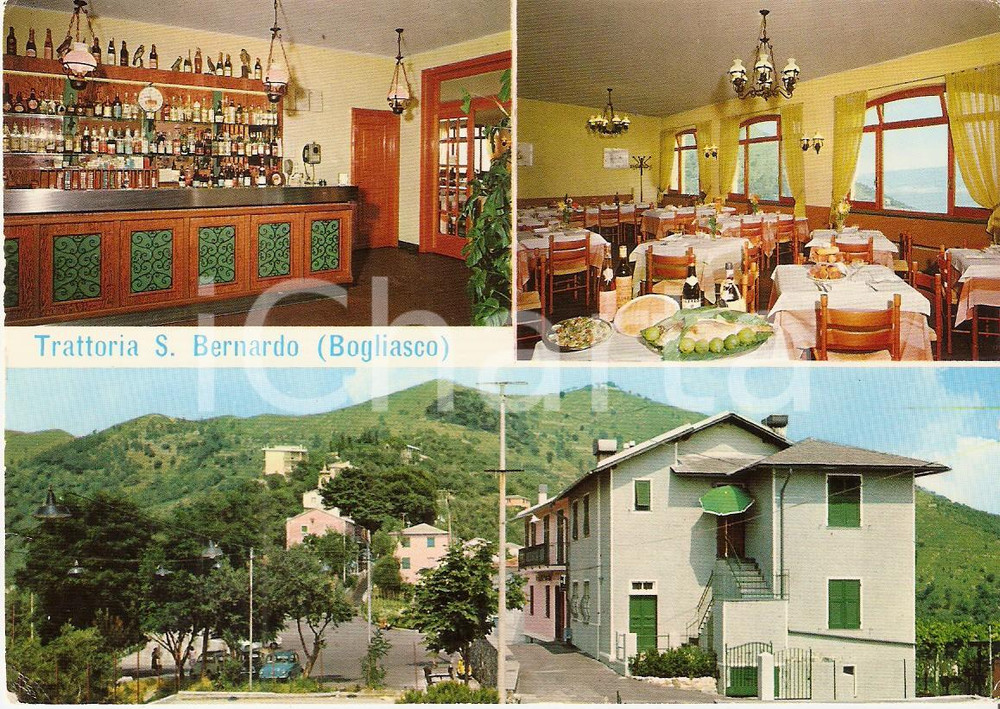 Cartolina originale da collezione 1970 ca BOGLIASCO GE Trattoria SAN BERNARDO Vedutine Cartolina postale FG NV 1