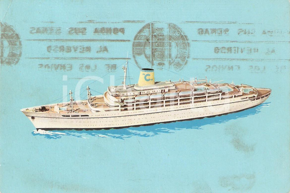 Cartolina originale da collezione 1958 COSTA CROCIERE Transatlantico Federico COSTA Cartolina FG VG 1