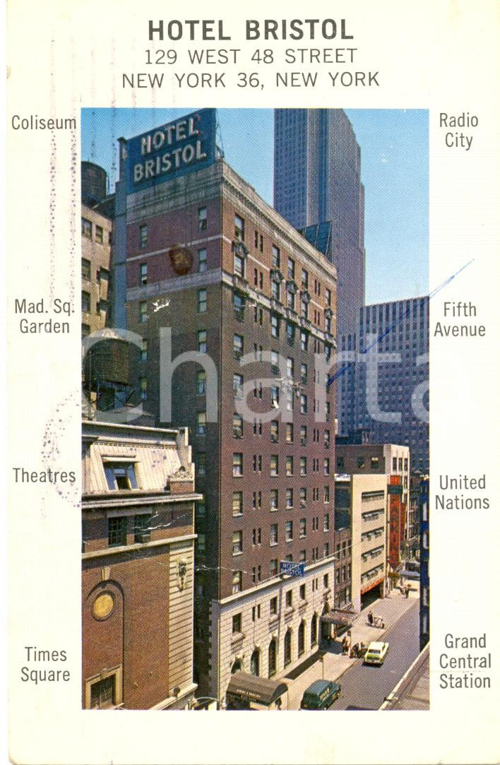 Cartolina originale da collezione 1981 NEW YORK USA Scorcio dell Hotel BRISTOL Cartolina FP VG 1