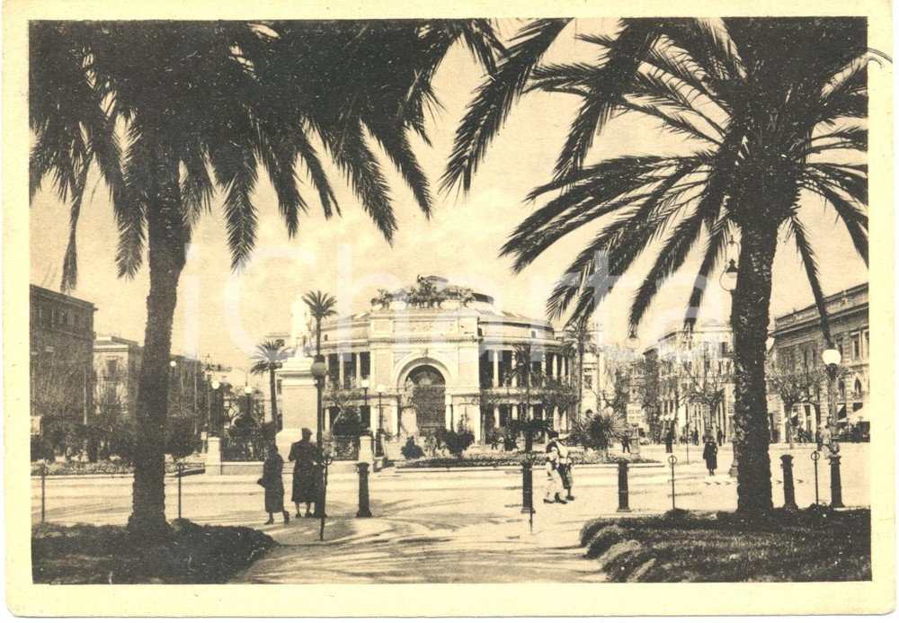 Cartolina originale da collezione 1950 PALERMO Piazza CASTELNUOVO Politeama GARIBALDI ERP Cartolina ANIMATA FG VG 1