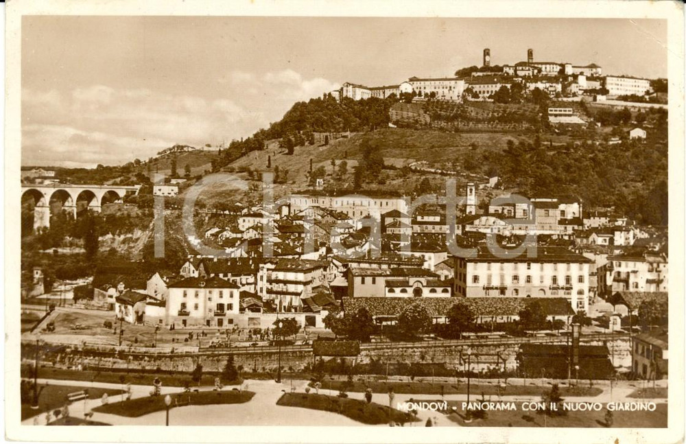 Cartolina originale da collezione 1937 MONDOVI' (CN) Veduta della cittadina con il nuovo giardino *Cartolina FP VG 1