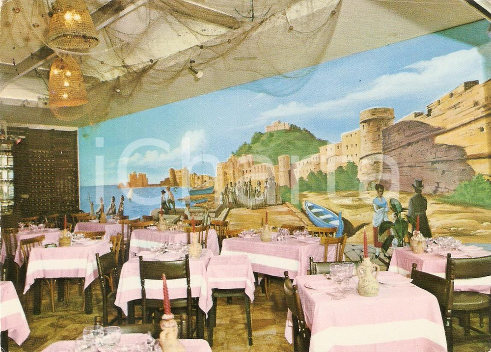 Cartolina originale da collezione 1972 NAPOLI Interno del Ristorante ZI  TERESA Cartolina FG VG 1