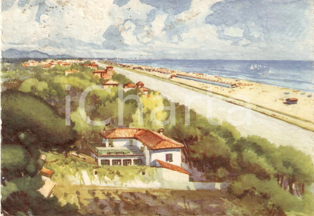 Cartolina originale da collezione 1939 FORTE DEI MARMI LU Viale al mare Cartolina ILLUSTRATA FG VG 1
