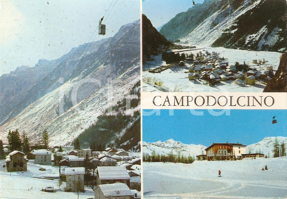 Cartolina originale da collezione 1970 CAMPODOLCINO SO Vedutine e timbro Hotel Bucaneve Cartolina FG VG 1