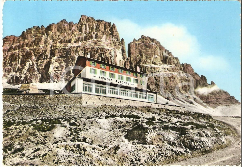 Cartolina originale da collezione 1961 TRE CIME DI LAVAREDO BL Rifugio Auronzo  Timbro CAI Cartolina FG VG 1