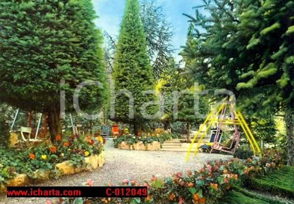 Cartolina originale da collezione 1973 CHIANCIANO TERME SI Giardino del PALACE HOTEL CENTRALE Vintage FG NV 1