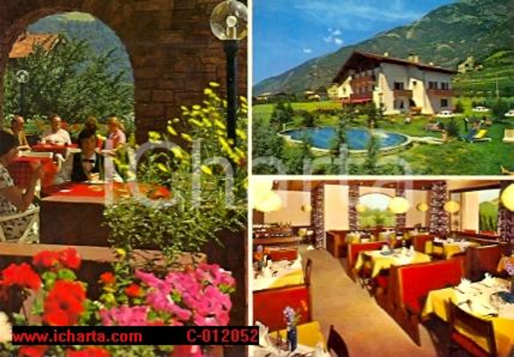 Cartolina originale da collezione 1975 ca MERANO BZ Vedutine HOTEL SONNENHOF Vintage ANIMATA Cartolina FG NV 1