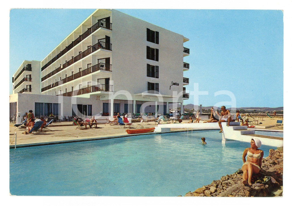Cartolina originale da collezione 1975 ca IBIZA ESPANA Hotel SANDIEGO a SAN ANTONIO ABAD Cartolina VINTAGE FG VG 1