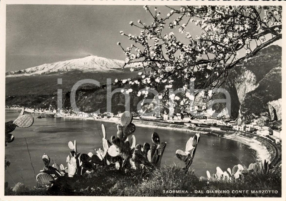 Cartolina originale da collezione 1950 ca TAORMINA ME Veduta dal giardino Conte MARZOTTO Cartolina FG NV 1