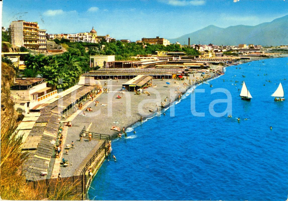 Cartolina originale da collezione 1974 TORRE ANNUNZIATA NA Lido AZZURRO a OPLONTI e pensione Cartolina FG VG 1