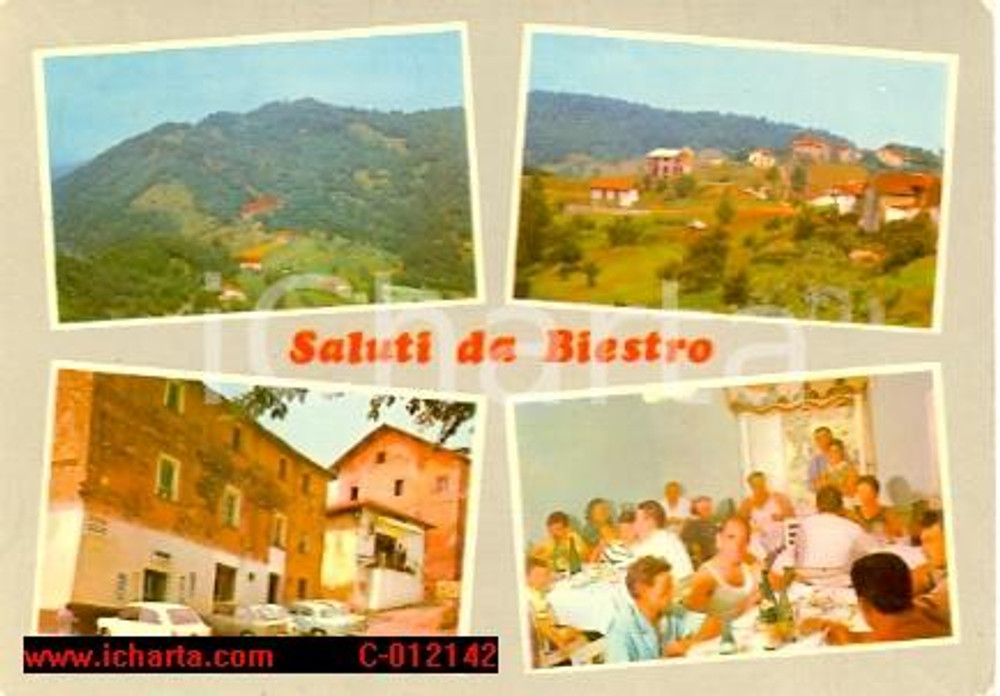 Cartolina originale da collezione 1976 BIESTRO PALLARE Vedutine con interno Osteria del Gallo Cartolina 1