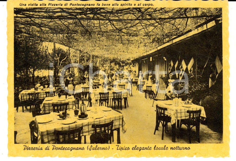 Cartolina originale da collezione 1950 ca PONTECAGNANO SA Pizzeria e locale notturno di Edoardo NEGRI Cartolina 1