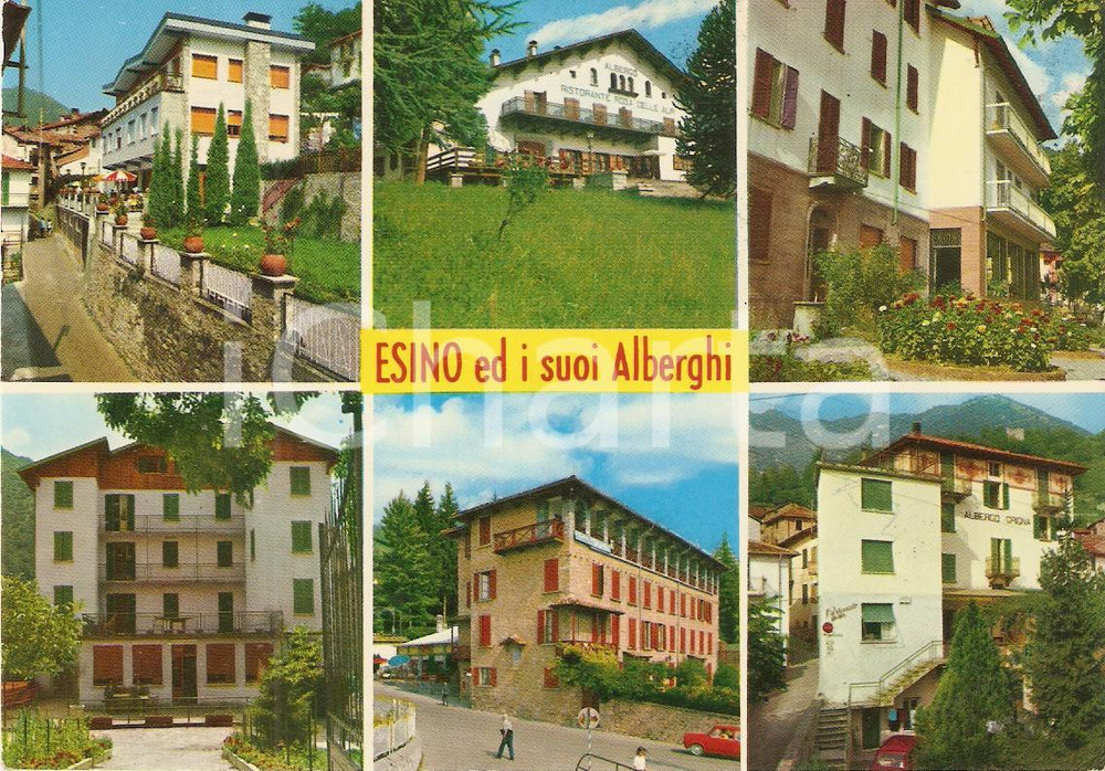 Cartolina originale da collezione 1972 ESINO LARIO LC Vedutine degli alberghi Cartolina FG VG 1