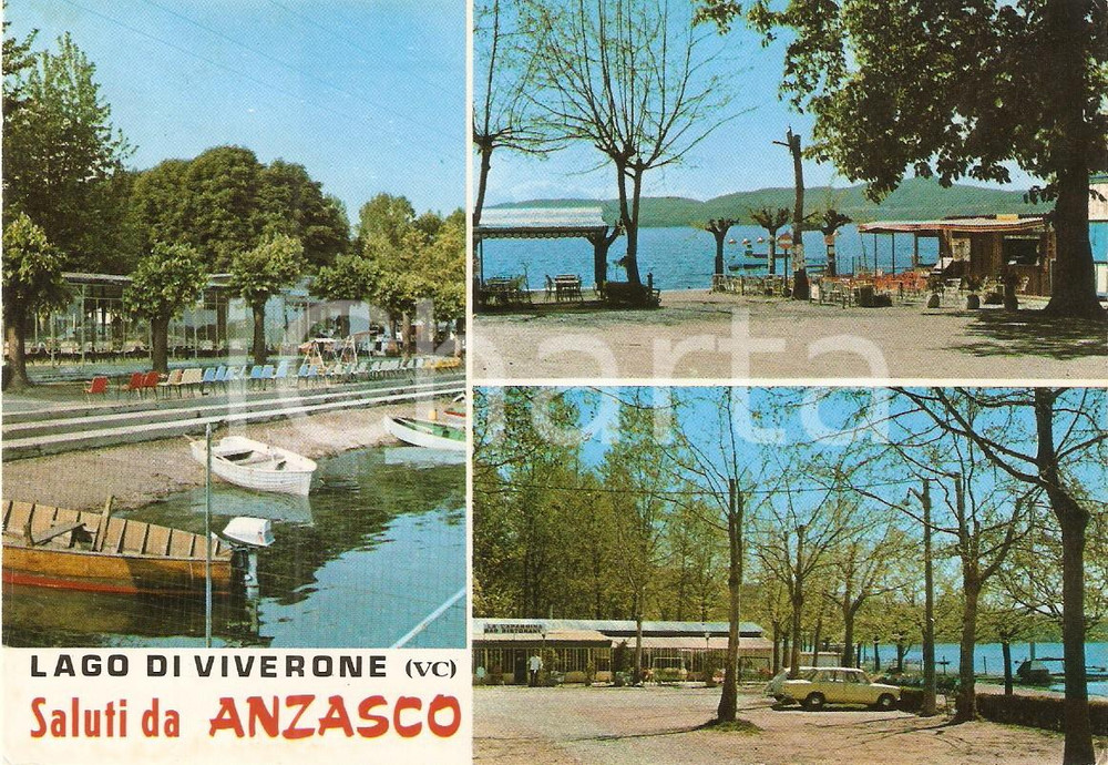 Cartolina originale da collezione 1972 PIVERONE TO LIDO di ANZASCO Vedutine Lago di VIVERONE Cartolina FG VG 1