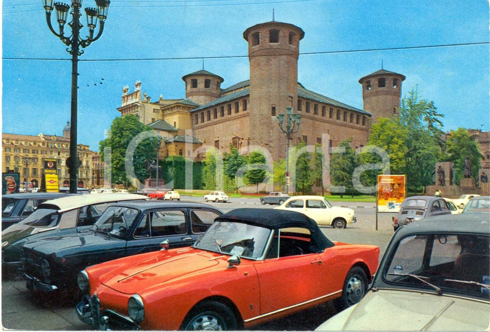 Cartolina originale da collezione 1974 TORINO Piazza CASTELLO  ALFA ROMEO DUETTO Cartolina VINTAGE FG VG 1