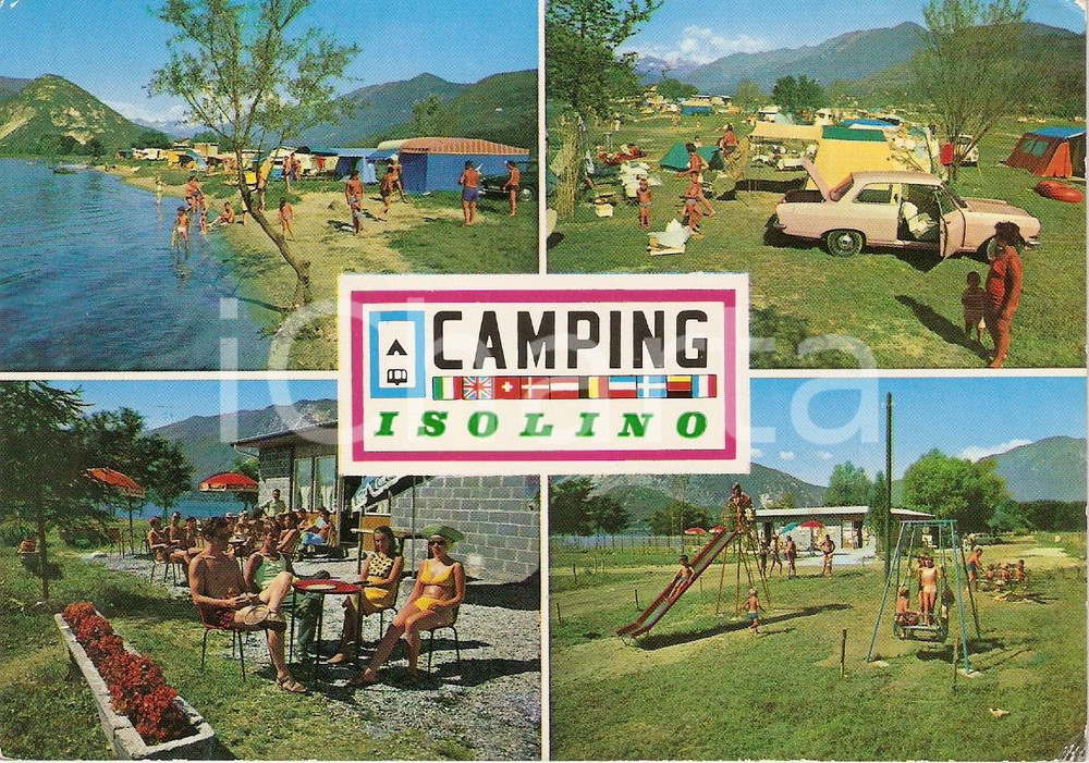 Cartolina originale da collezione 1973 VERBANIA Frazione FONDOTOCE Camping ISOLINO Lago Maggiore Cartolina VINTAGE 1