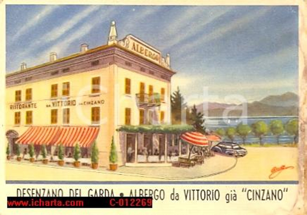 Cartolina originale da collezione 1960 ca DESENZANO DEL GARDA BS Albergo DA VITTORIO Cartolina VINTAGE FG NV 1